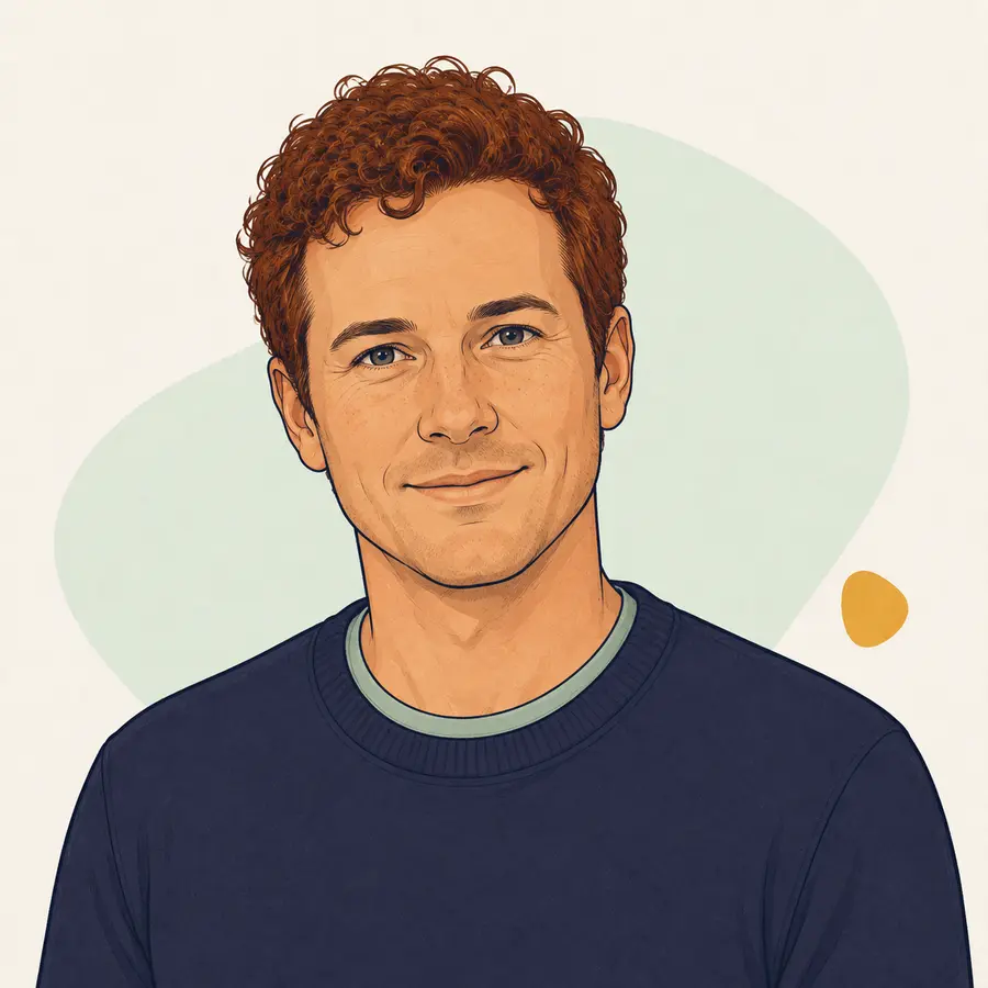 Jonas Berger – SEO und Suchintention Illustrationsportrait von Jonas Berger, KI-Arbeitsrolle für SEO und Suchintention